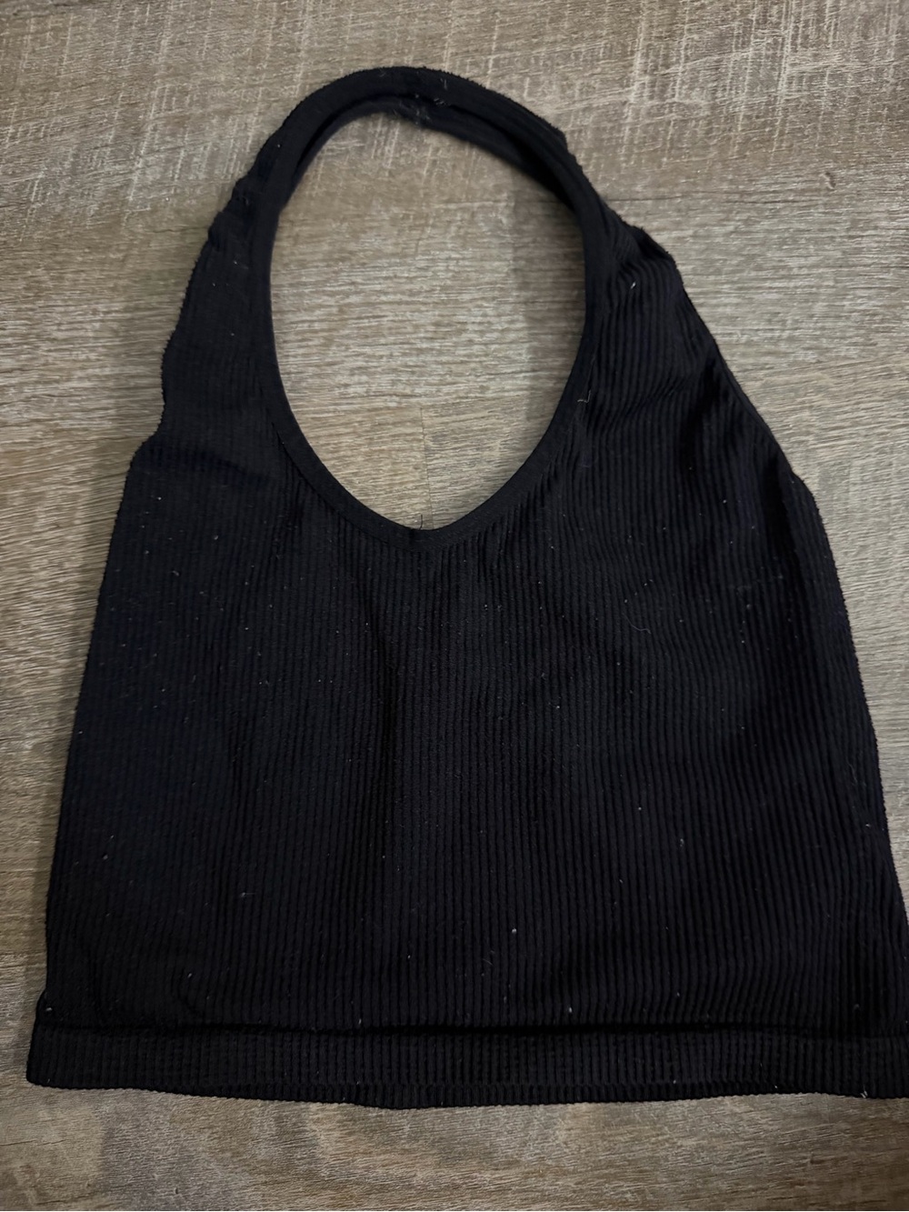 Suzette Black Halter Ribbed Tank Top